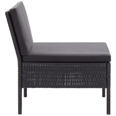 Set Divani da Giardino 3 pz con Cuscini in Polyrattan Nero - Foto 2