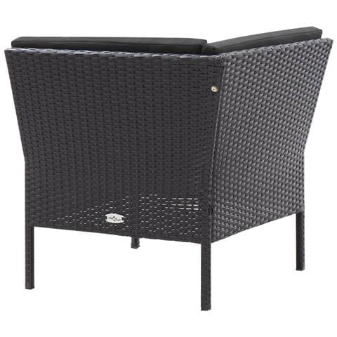 Set Divani da Giardino 3 pz con Cuscini in Polyrattan Nero - Foto 10