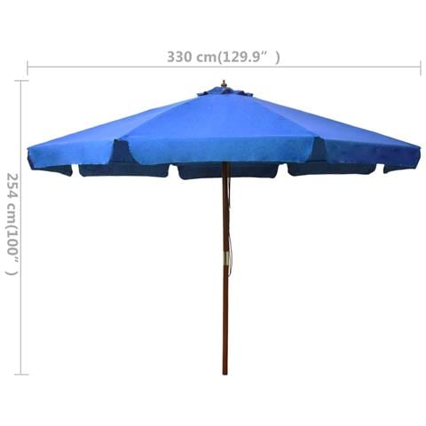 Ombrellone da Esterni con Palo in Legno 330 cm Azzurro - Foto 5