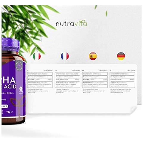 Acido Alfa Lipoico 650mg - 120 Ad Alta Resistenza Vegan-friendly Capsule - 100 Naturale Senza Leganti Sintetici O Riempitivi - 4 Mese Dapprovvigionamento - Made In Uk Da - Foto 2