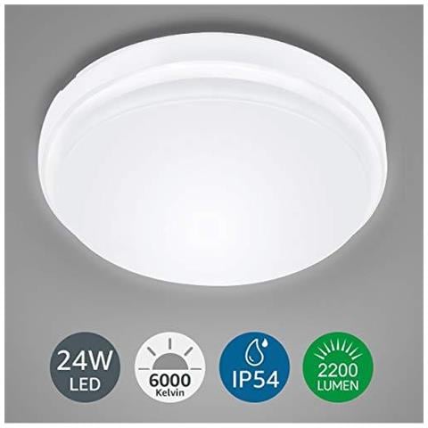 Soffitto Chiara Impermeabi Ip54 24w 2200lm Daylight Bianco 6000k Montaggio A Filo Round Luce Di Soffitto Per Il Bagno Studio Fuori Portico E Altro - Foto 1