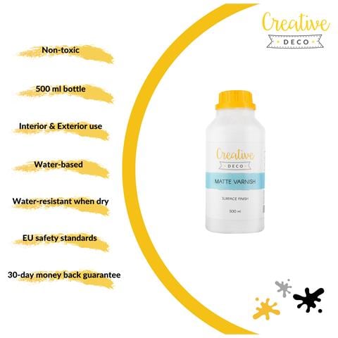 Vernice Finale Opaca Acrilica | Bottiglia 500 Ml Base D'acqua | Finitura Trasparente Per Legno Carta Compensato | Uso Interno Ed Esterno | Perfetta Per Decoupage Bricolage Artigianato - Foto 5