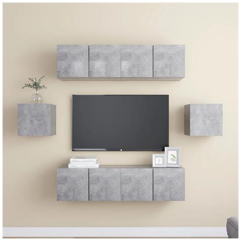 Set Porta Tv 6 Pz Grigio Cemento In Truciolato - Foto 10