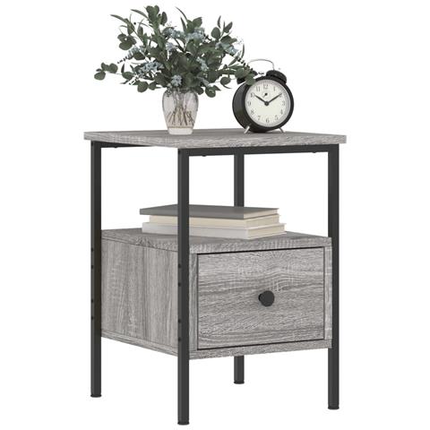 Comodino Grigio Sonoma 34x36x50 Cm In Legno Multistrato - Foto 2
