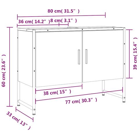Mobile Lavabo Bagno Grigio Sonoma 60x30x60 Cm Legno Multistrato - Foto 2