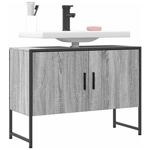 Mobile Lavabo Bagno Grigio Sonoma 60x30x60 Cm Legno Multistrato - Foto 10