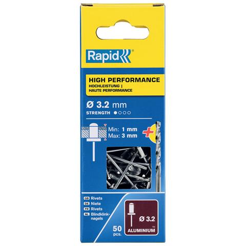 Rivetto Rapid 5001528 Punta Da Trapano Ø 3,2 X 6 Mm Alluminio (50 Unità) - Foto 1