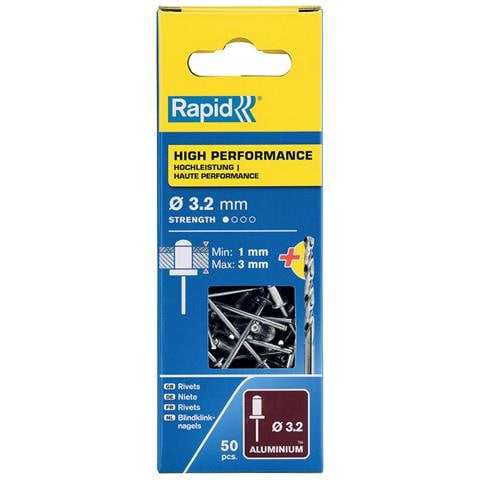 Rivetto Rapid 5001528 Punta Da Trapano Ø 3,2 X 6 Mm Alluminio (50 Unità) - Foto 2