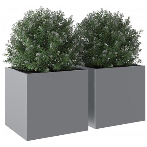 Fioriere 2pz Argento 32x30x29 Cm In Acciaio Zincato - Foto 2