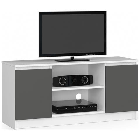 Mobiletto TV, 2 ante, 120x40x55 cm, Colore Bianco e Grigio Grafite - Foto 1