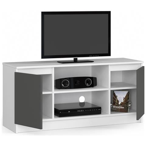 Mobiletto TV, 2 ante, 120x40x55 cm, Colore Bianco e Grigio Grafite - Foto 2