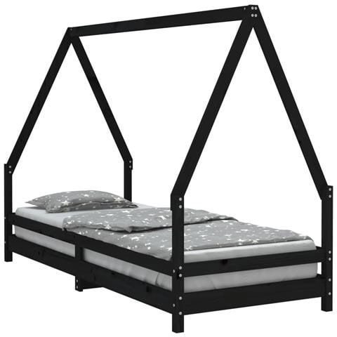 Giroletto Per Bambini Nero 80x200 Cm In Legno Massello Di Pino - Foto 2