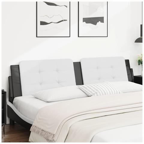 Cuscino Testiera Nero E Bianco 200 Cm In Similpelle - Foto 1