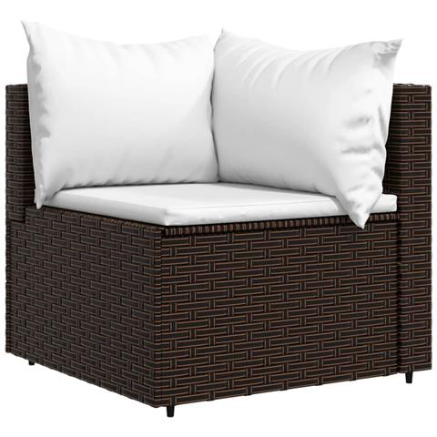 Set Mobili da Giardino 3 pz con Cuscini in Polyrattan Marrone - Foto 2
