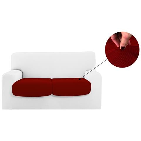 Copridivano Copriseduta Sofà Elasticizzato Tinta Unita Smile Tessuto Millerighe Seduta 4 Posti Bordeaux - Foto 1