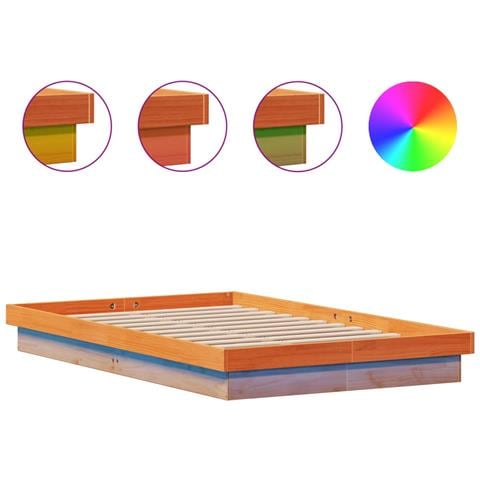 Giroletto Led Marrone Cera 140x190 Cm In Legno Massello Di Pino - Foto 2