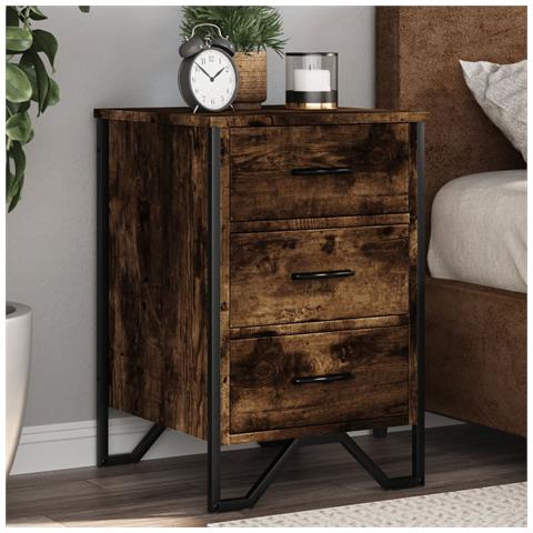 Comodino Rovere Fumo 40x41x60 Cm In Legno Multistrato - Foto 1