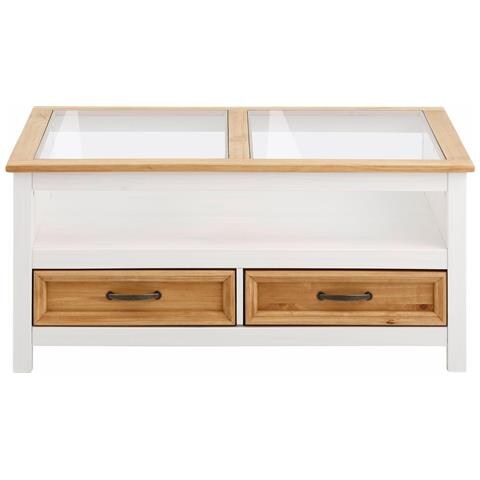 Selma Tavolino In Vetro E Pino Naturale E Bianco - Foto 2