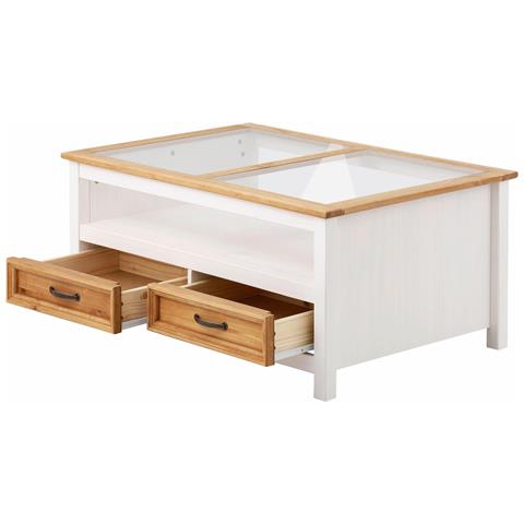 Selma Tavolino In Vetro E Pino Naturale E Bianco - Foto 6