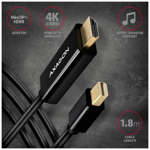 RVDM-HI14C2 Mini-DisplayPort zu HDMI Adapterkabel 4K / 30 Hz 180 cm lang - Kabel - Digital /Display /Video 1,8 m Mini DisplayPort Nero - Foto 7