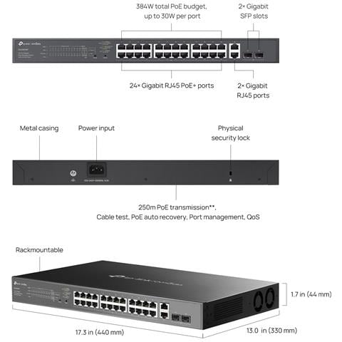 Omada ES228GMP Switch Con 24 Porte PoE+ con 2 Porte Gigabit SFP - Easy Managed - Foto 2