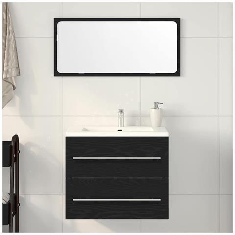 Mobile Lavabo da Bagno Rovere Nero 60x38,5x48 cm in Truciolato - Foto 1