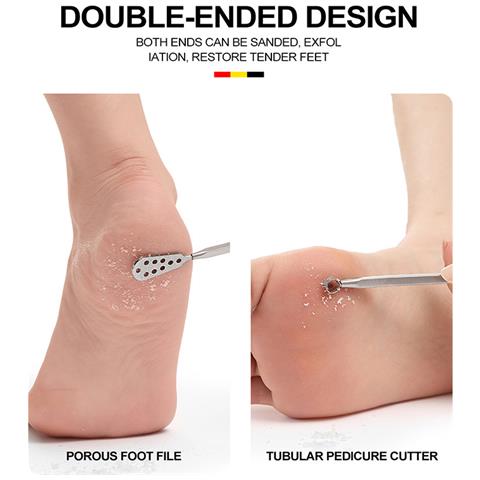 Lima Per Piedi A Doppia Testa Con Custodia - Argento - Foto 4