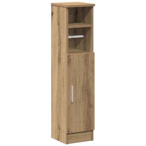 Mobile Da Bagno Con Portarotolo Rovere Artigianale 20,5x22x90cm - Foto 2