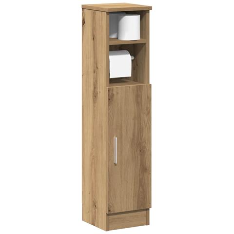 Mobile Da Bagno Con Portarotolo Rovere Artigianale 20,5x22x90cm - Foto 1