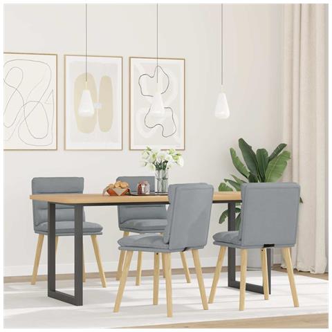 Sedie Da Pranzo 4 Pz Grigio Chiaro In Tessuto - Foto 1
