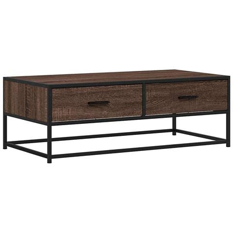 Tavolino Salotto Rovere Marrone 100x50x35cm Multistrato Metallo - Foto 2