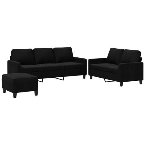 Set Di Divani 3 Pz Con Cuscini Nero In Velluto - Foto 2