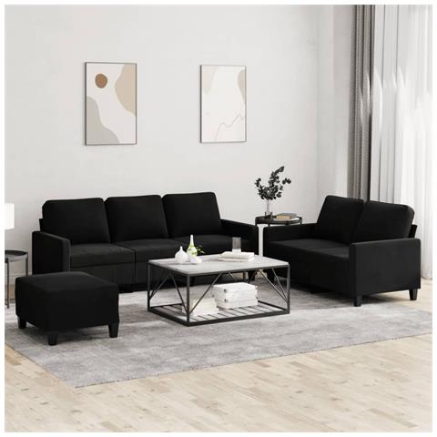 Set Di Divani 3 Pz Con Cuscini Nero In Velluto - Foto 1