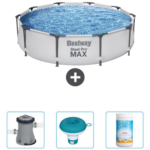 Piscina Fuori Terra - In Giro - 305x76 Cm - Grigio - Include Accessori Coordinati Cb41 - Foto 1