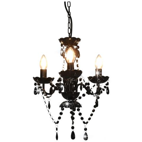 Lampadario Con Perline Nero Tondo 3 E14 - Foto 2