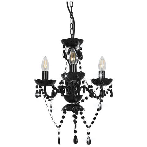 Lampadario Con Perline Nero Tondo 3 E14 - Foto 1