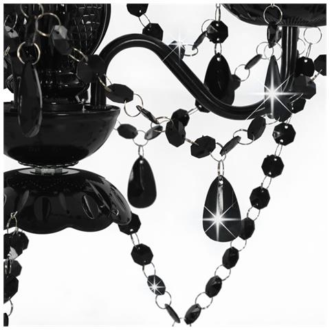 Lampadario Con Perline Nero Tondo 3 E14 - Foto 7