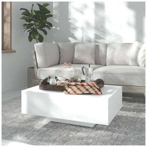 Tavolino Da Salotto Bianco 85x55x31 Cm In Legno Multistrato - Foto 6