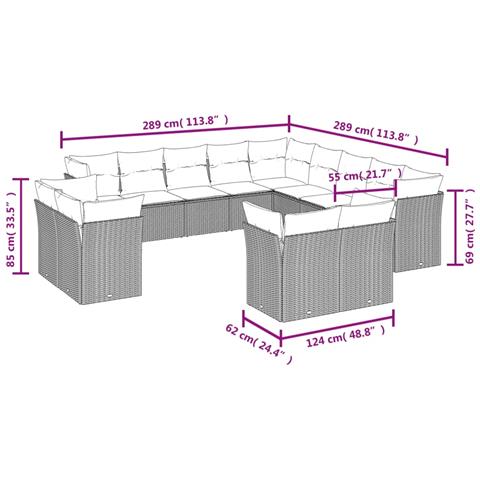 Lusso Casadino - Set Divano Da Giardino 13 Pz Con Cuscini Beige In Polyrattan - Foto 2