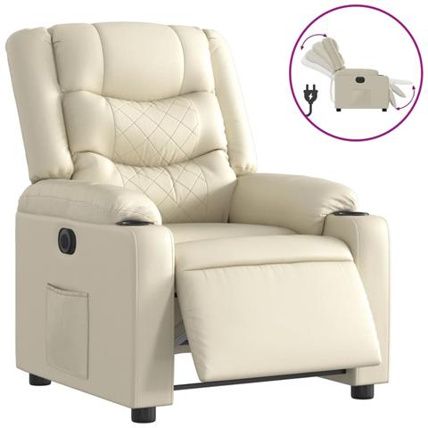 Poltrona Reclinabile Elettrica Crema in Similpelle - Foto 1
