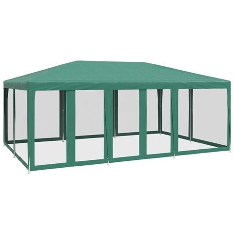 Tenda per Feste con 10 Pareti Laterali in Rete Verde 6x4 m HDPE - Foto 1