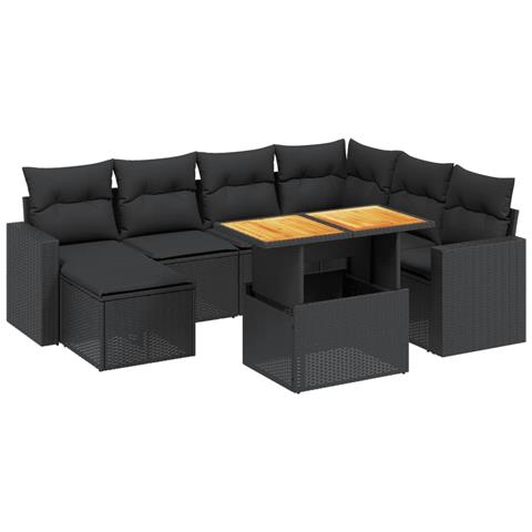 Set Divani da Giardino con Cuscini 8 pz Nero in Polyrattan - Foto 1