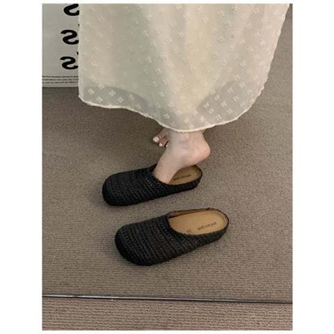 Ciabatte Donna Intrecciate A Mano In Pvc Nero, Stile Francese Con Punta Chiusa E Design Forato, Estive E Traspiranti, Compatibili Con Look Casual E Romani  M - Foto 2