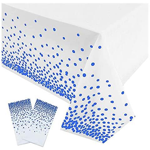 Set Di 2 Tovaglie Monouso Bianche A Pois Blu 137 X 274 Cm - Foto 1