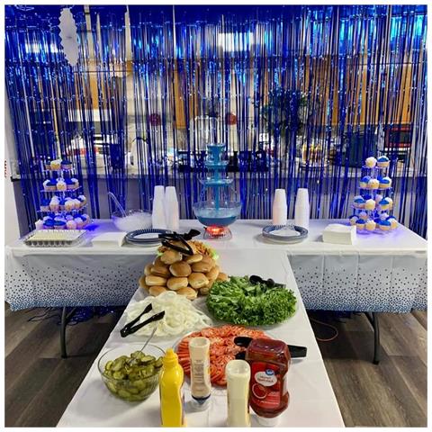 Set Di 2 Tovaglie Monouso Bianche A Pois Blu 137 X 274 Cm - Foto 4