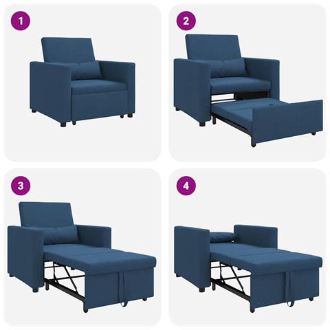 Divano Letto Singolo Blu 90 x 165 x 87 cm Tessuto - Foto 9