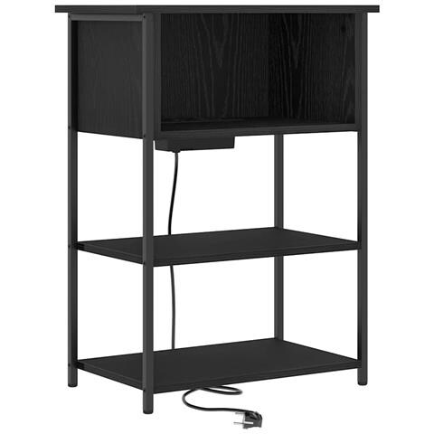 Armadio da Notte Rovere nero 55 x 31 x 76 cm Legno multistrato - Foto 1