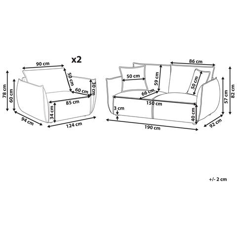 Set Da Salotto 5 Posti Kunes Tessuto Verde Chiaro - Foto 8