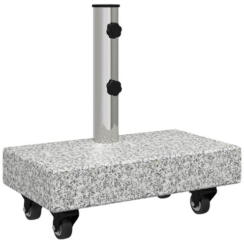 Base Ombrello con Ruote per Pali Ø38/48mm Grigio Granito 25 kg Rettangolare - Foto 1