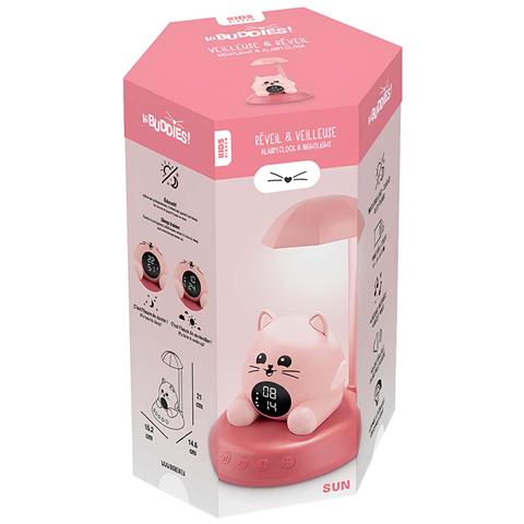 Sveglia Per Bambini A Forma Di Gatto Retroilluminata Con Luce Notturna Musicale E Display Digitale, Rosa - Foto 2